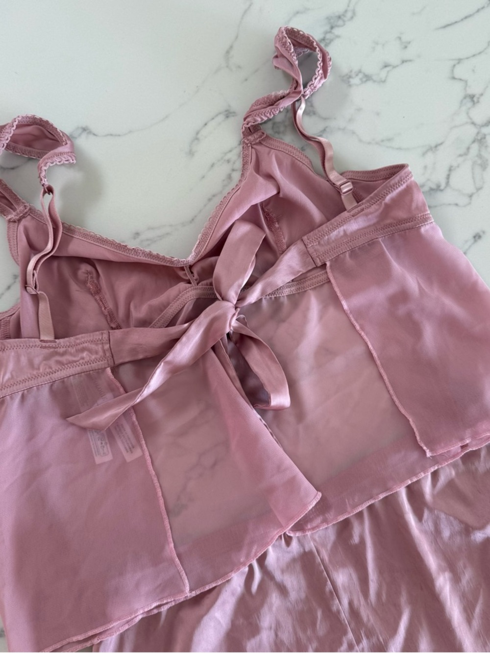 By Anthropologie Tie-Back Sheer Cami & Ruffle Mini Skirt SET - Size S/M - Picture 8 of 14